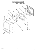 OVEN DOOR Diagram and Parts List for RBD276PDQ11  Whirlpool Wall Oven