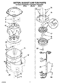 MOTOR, BASKET AND TUB PARTS Diagram and Parts List for WTW6600SW0  Whirlpool Washer