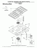 COOKTOP, BURNER AND GRATE PARTS Diagram and Parts List for KFGS366VSS02  KitchenAid Cooktop