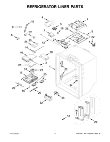Refrigerator Liner Parts Diagram and Parts List for WRF767SDHZ02  Whirlpool Refrigerator