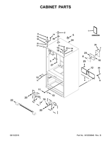 Cabinet Parts Diagram and Parts List for 59679242017  Kenmore Refrigerator
