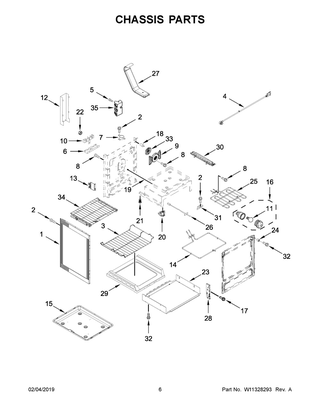 Chassis Parts Diagram and Parts List for YKFEG500ESS3  Whirlpool Range
