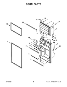Door Parts 2 Diagram and Parts List for WRT318FZDB07  Whirlpool Refrigerator