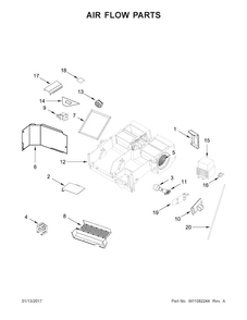 Air Flow Parts Diagram and Parts List for KMHS120EBS0  KitchenAid Microwave