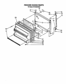 Freezer Door Diagram and Parts List for S22QFWH00  Whirlpool Refrigerator