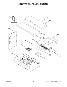 Control Panel Parts Diagram and Parts List for JMW2427IM03  Whirlpool Microwave Oven Combo