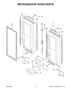 Refrigerator Door Parts Diagram and Parts List for KRFC302EPA03  Whirlpool Refrigerator