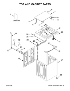 Top And Cabinet Parts Diagram and Parts List for 11020242511  Kenmore Washer