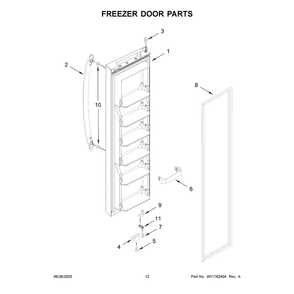 Freezer Door Parts Diagram and Parts List for WRS315SNHB09  Whirlpool Refrigerator