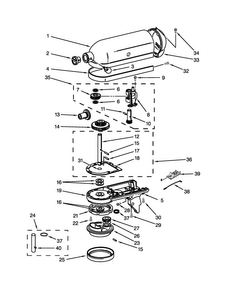 Case, Gearing And Planetary Unit Parts Diagram and Parts List for 5KSM150PSSCA4  KitchenAid Mixer