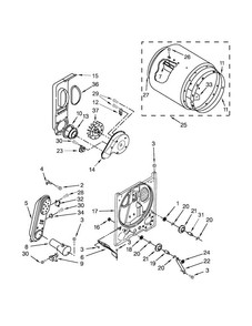 Bulkhead Parts Diagram and Parts List for 1107192312  Kenmore Dryer