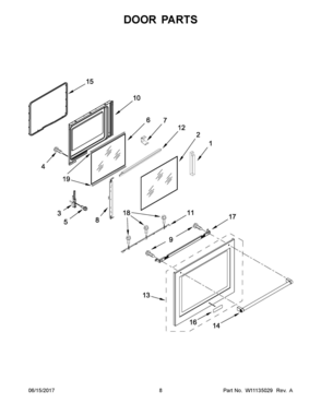 05 - DOOR PARTS Diagram and Parts List for YKFEG500EBS2  Whirlpool Range
