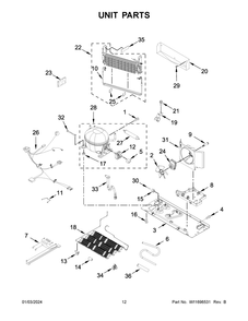 Unit Parts Diagram and Parts List for WRF540CWHW09  Whirlpool Refrigerator