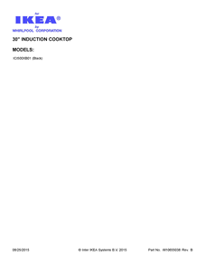 Cover Sheet Diagram and Parts List for ICI500XB01  Whirlpool Cooktop