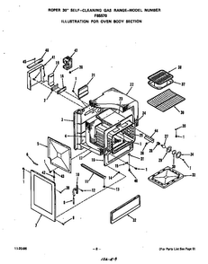 Oven Body Diagram and Parts List for F8557*0  Roper Range