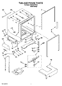 TUB AND FRAME PARTS Diagram and Parts List for KUDU02VSPA4  KitchenAid Dishwasher
