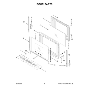 Door Parts Diagram and Parts List for YWFC150M0JW4  Whirlpool Range