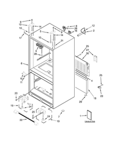 Cabinet Parts Diagram and Parts List for KBFS22ECBL00  KitchenAid Refrigerator
