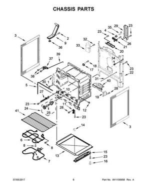 04 - Chassis Parts Diagram and Parts List for WFE525S0HB0  Whirlpool Range