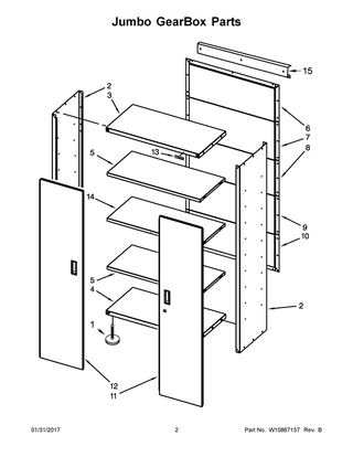 Jumbo Gearbox Parts Diagram and Parts List for GAJG36FDYG03  Whirlpool Cabinet