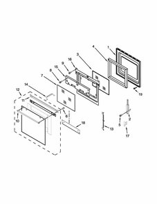 Oven Door Parts Diagram and Parts List for IBS350PXS01  Whirlpool Wall Oven