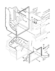 Liner Parts Diagram and Parts List for WRF560SEYM05  Whirlpool Refrigerator