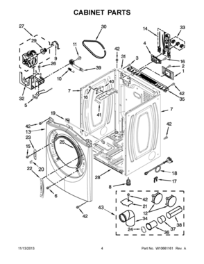 03 - CABINET PARTS Diagram and Parts List for YWED96HEAC1  Whirlpool Dryer