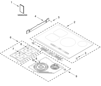 Cooktop Parts Diagram and Parts List for WCIT7530SS00  Whirlpool Cooktop
