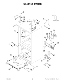 Cabinet Parts Diagram and Parts List for KRFF302ESS07  KitchenAid Refrigerator