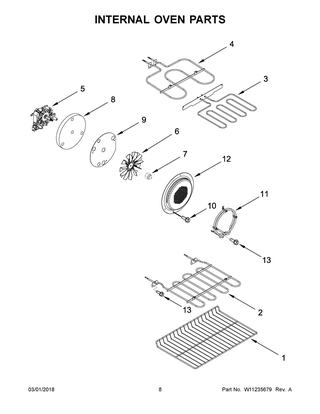Internal Oven Parts Diagram and Parts List for WGE745C0FS01  Whirlpool Range