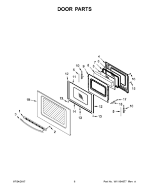 05 - DOOR PARTS Diagram and Parts List for 4KMER7685EW1  Whirlpool Range