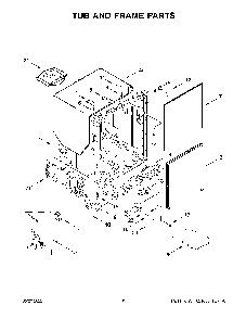 Tub And Frame Parts Diagram and Parts List for KDPM704KPS1  KitchenAid Dishwasher