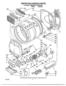 Dryer Bulkhead Parts Diagram and Parts List for LTE6243AN2  Whirlpool Washer Dryer Combo