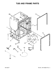 Tub And Frame Parts Diagram and Parts List for 66514563N611  Kenmore Dishwasher