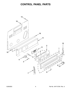 Control Panel Parts Diagram and Parts List for KFEG504KPS4  KitchenAid Range