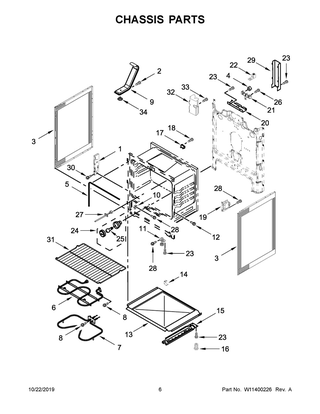 Chassis Parts Diagram and Parts List for WFE505W0HB2  Whirlpool Range