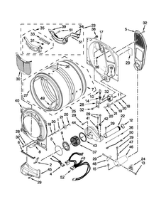 Bulkhead Parts Diagram and Parts List for WGD80HEBW1  Whirlpool Dryer