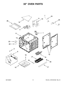 30 Inch Oven Parts Diagram and Parts List for JGRP748HM01  Whirlpool Range