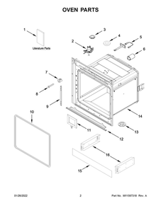 Oven Parts Diagram and Parts List for WOD52ES4MW00  Whirlpool Wall Oven