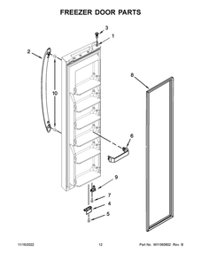 Freezer Door Parts 2 Diagram and Parts List for WRS312SNHB05  Whirlpool Refrigerator