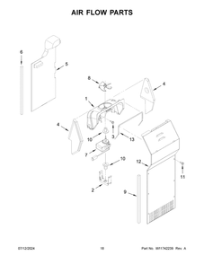 10 - Air Flow Parts Diagram and Parts List for ASI2175GRW10  Whirlpool Refrigerator
