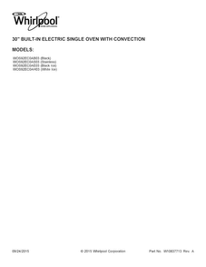 Cover Sheet Diagram and Parts List for WOS92EC0AB03  Whirlpool Wall Oven