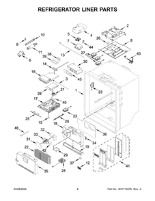 Refrigerator Liner Parts Diagram and Parts List for KRMF536RBS00  KitchenAid Refrigerator