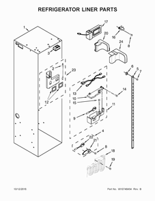 Refrigerator Liner Parts Diagram and Parts List for KSSC36QTS10  KitchenAid Refrigerator