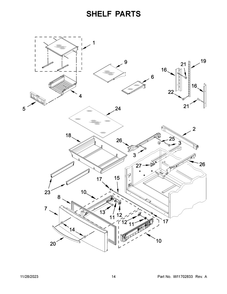 Shelf Parts Diagram and Parts List for WRX735SDHZ10  Whirlpool Refrigerator