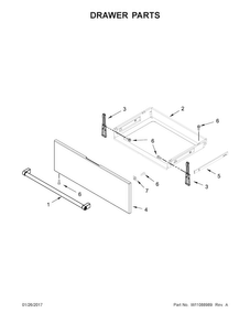 Drawer Parts Diagram and Parts List for KSEG700EBS1  KitchenAid Range