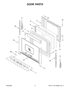 Door Parts Diagram and Parts List for YWFES5030RZ0  Whirlpool Range