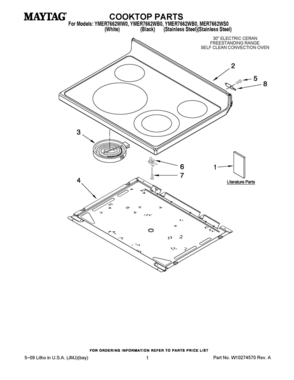 01 - COOKTOP PARTS Diagram and Parts List for YMER7662WB0  Whirlpool Range