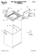TOP AND CABINET PARTS Diagram and Parts List for 3XLBR8543JQ4  Whirlpool Washer