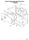DRYER FRONT PANEL AND DOOR PARTS Diagram and Parts List for YLTE6234DQ5  Whirlpool Washer Dryer Combo